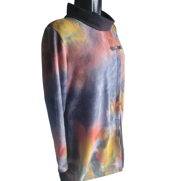 Variations Multi Colored Tie-dye Turtleneck Wrap Front Sweater L - Picture 3 of 7